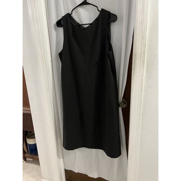 Eileen Fisher Gray Boxy Shift Midi Dress Sz M Drop Waist Minimalist Office - Picture 1 of 6